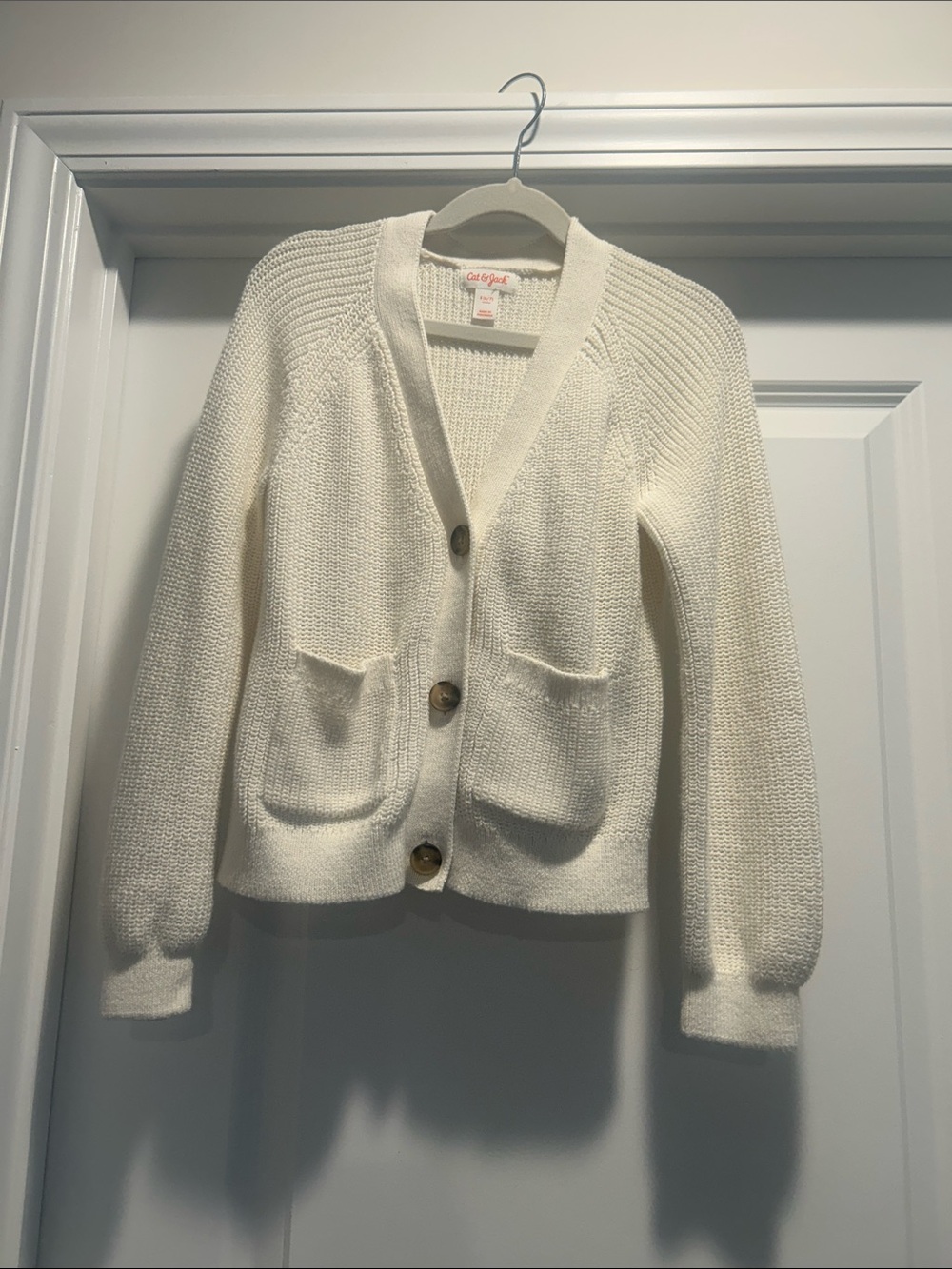 Cat & Jack Ivory Button-Front Knit Cardigan Sweater